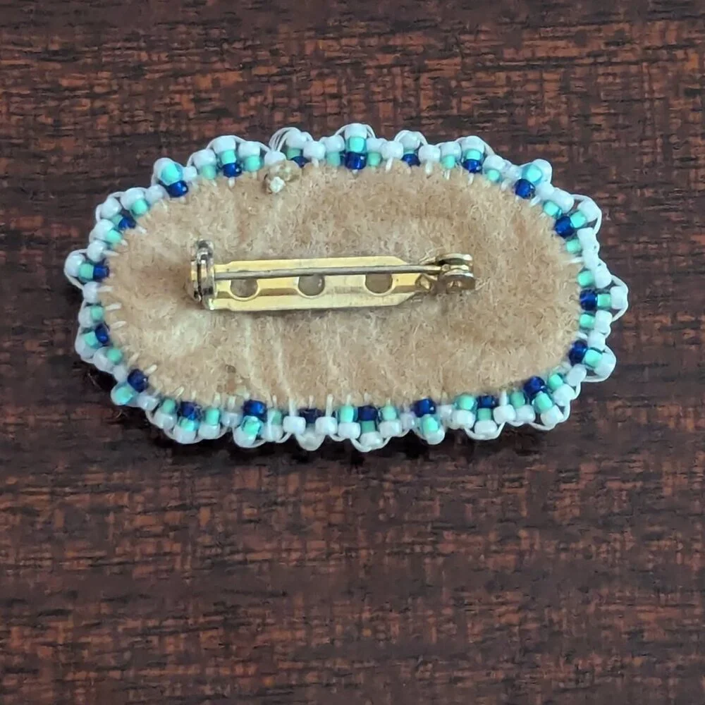 Beaded Seattle Seahawks Seed Bead Brooch Handmade Native Tribal Pin‎ Football